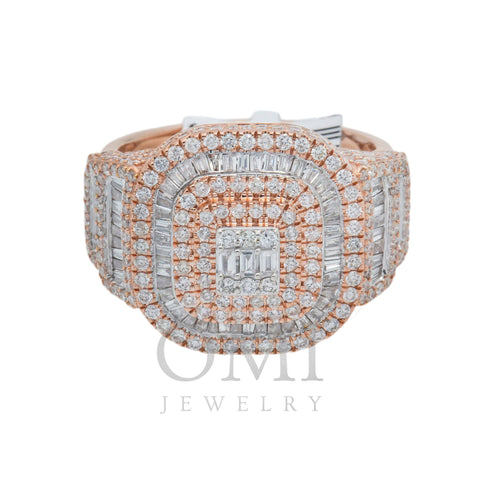 10K GOLD ROUND AND BAGUETTE DIAMOND SQUARE CLUSTER RING 2.69 CT