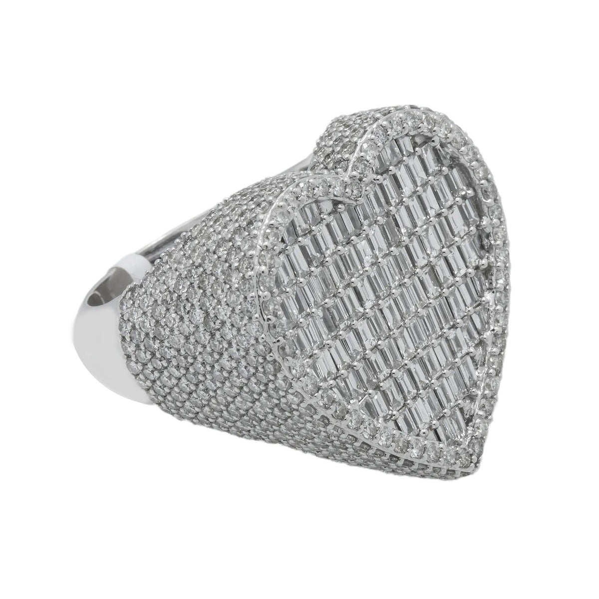 10K GOLD BAGUETTE DIAMOND HEART RING 6.25 CT