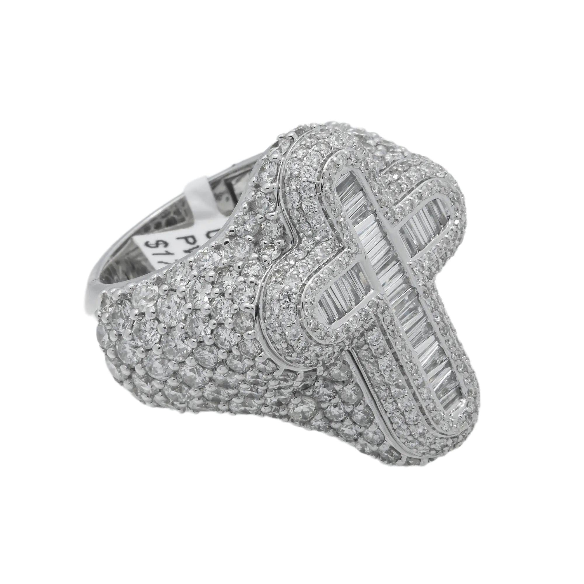 10K GOLD BAGUETTE DIAMOND CROSS RING 2.80 CT