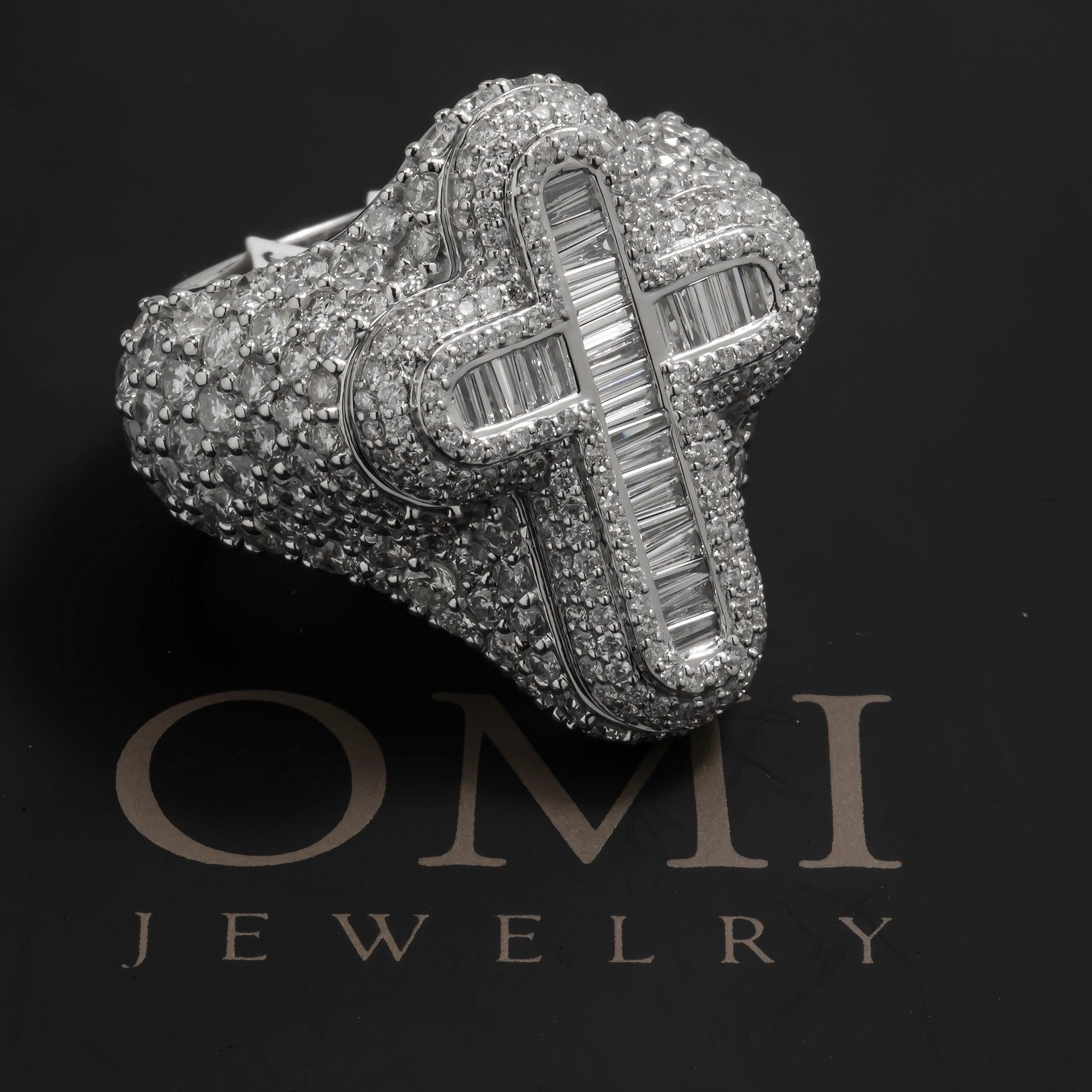 10K GOLD BAGUETTE DIAMOND CROSS RING 2.80 CT