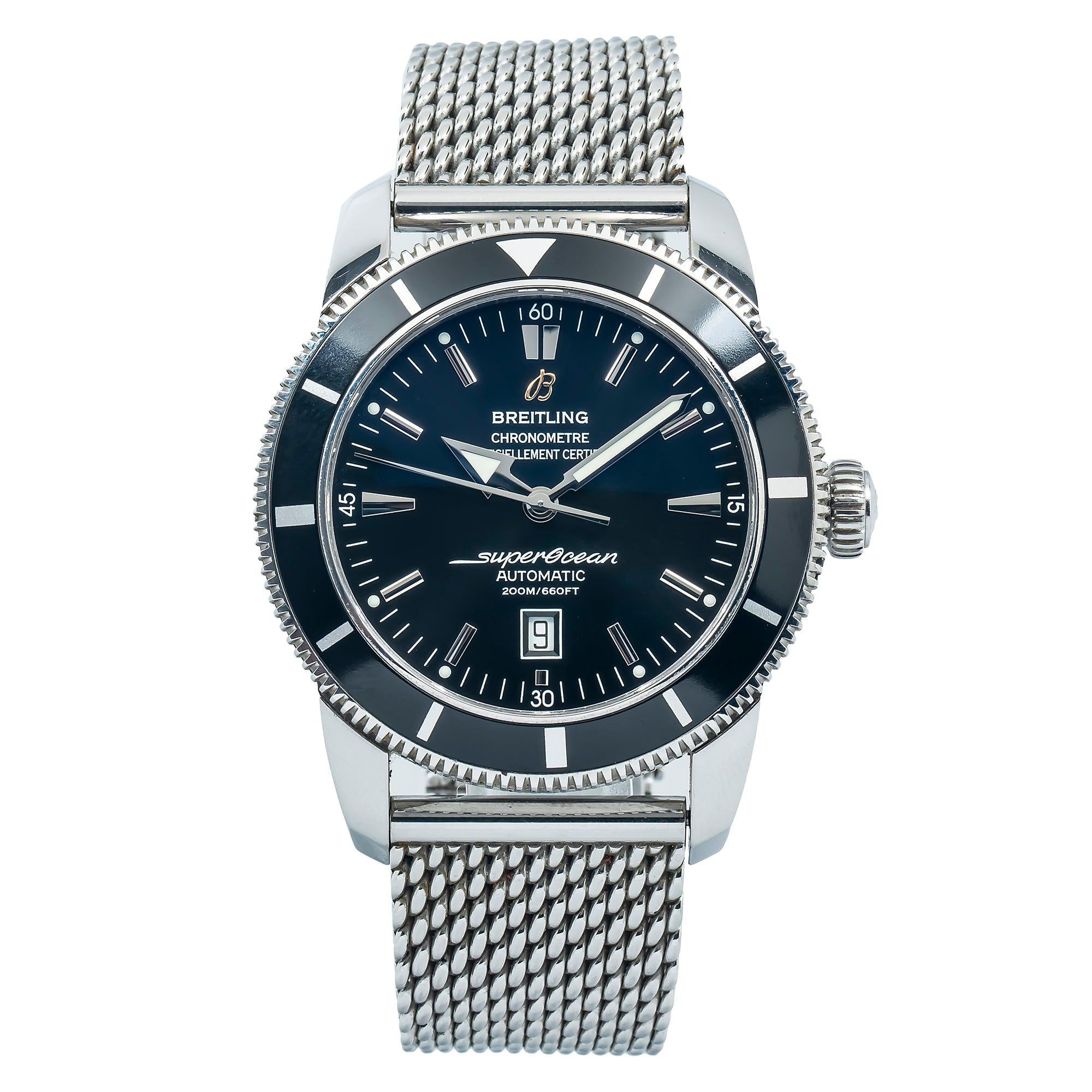 Breitling SuperOcean Heritage 46MM A17320 Black Dial Black Stainless Steel Bezel Stainless Steel Bracelet