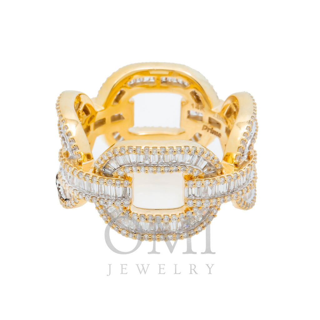 14K GOLD BAGUETTE AND ROUND DIAMOND OPEN LINK RING 2.33 CT