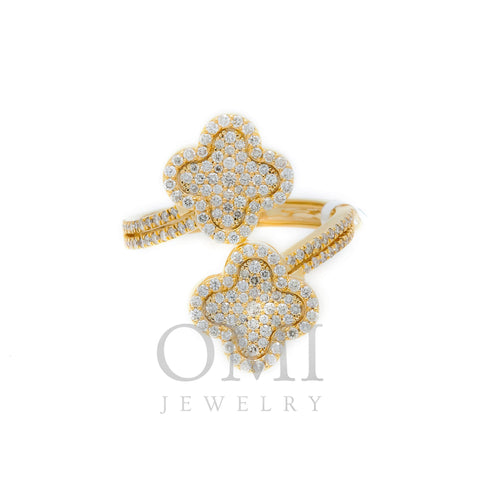 10K GOLD ROUND DIAMOND OPEN DOUBLE CLOVER RING 0.88 CT