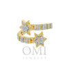 10K GOLD ROUND DIAMOND OPEN DOUBLE STAR RING 0.73 CT