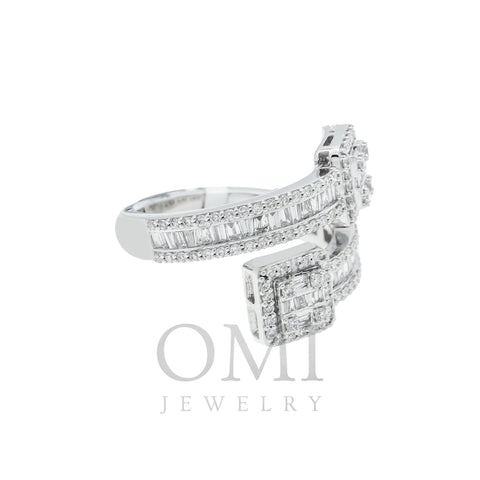 10K GOLD BAGUETTE AND ROUND DIAMOND DOUBLE SQUARE RING 1.27 CT