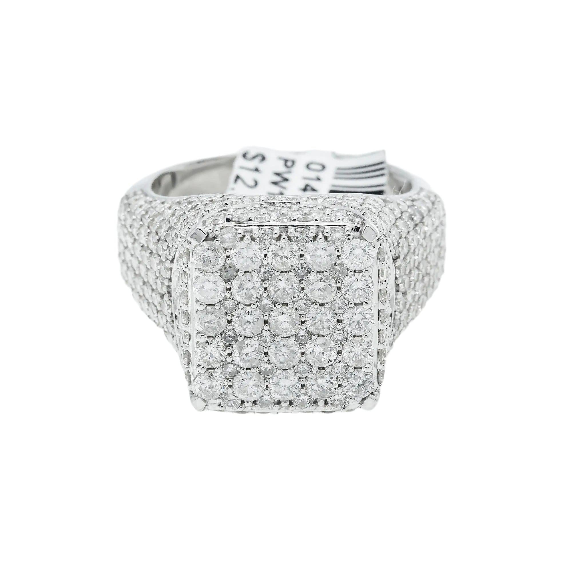 10K GOLD ROUND DIAMOND CLUSTER SQUARE SHAPE RING 5.27 CT