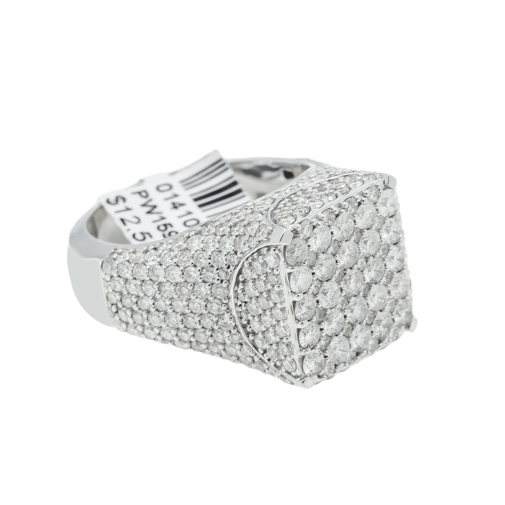 10K GOLD ROUND DIAMOND CLUSTER SQUARE SHAPE RING 5.27 CT