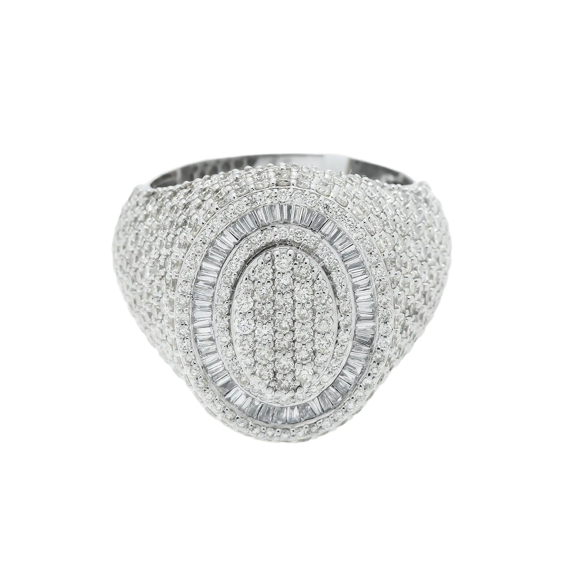 10K GOLD BAGUETTE AND ROUND DIAMOND OVAL SHAPE RING 2.18 CT