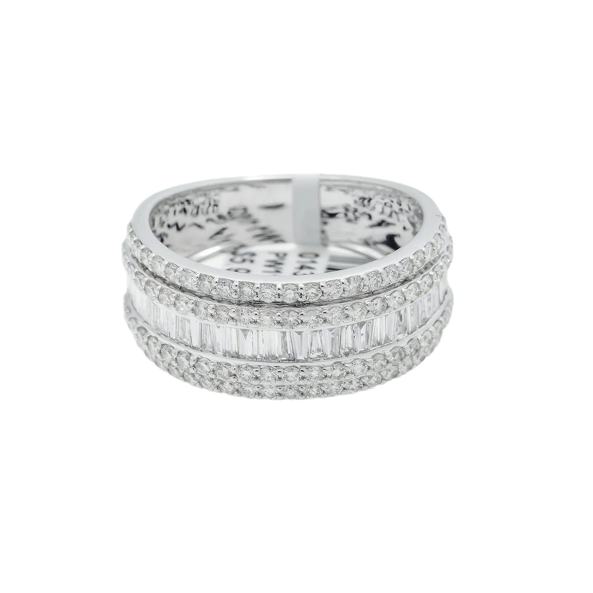 10K GOLD BAGUETTE AND ROUND DIAMOND BAND RING 1.84 CT