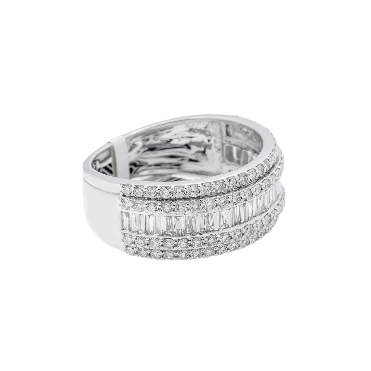 10K GOLD BAGUETTE AND ROUND DIAMOND BAND RING 1.84 CT