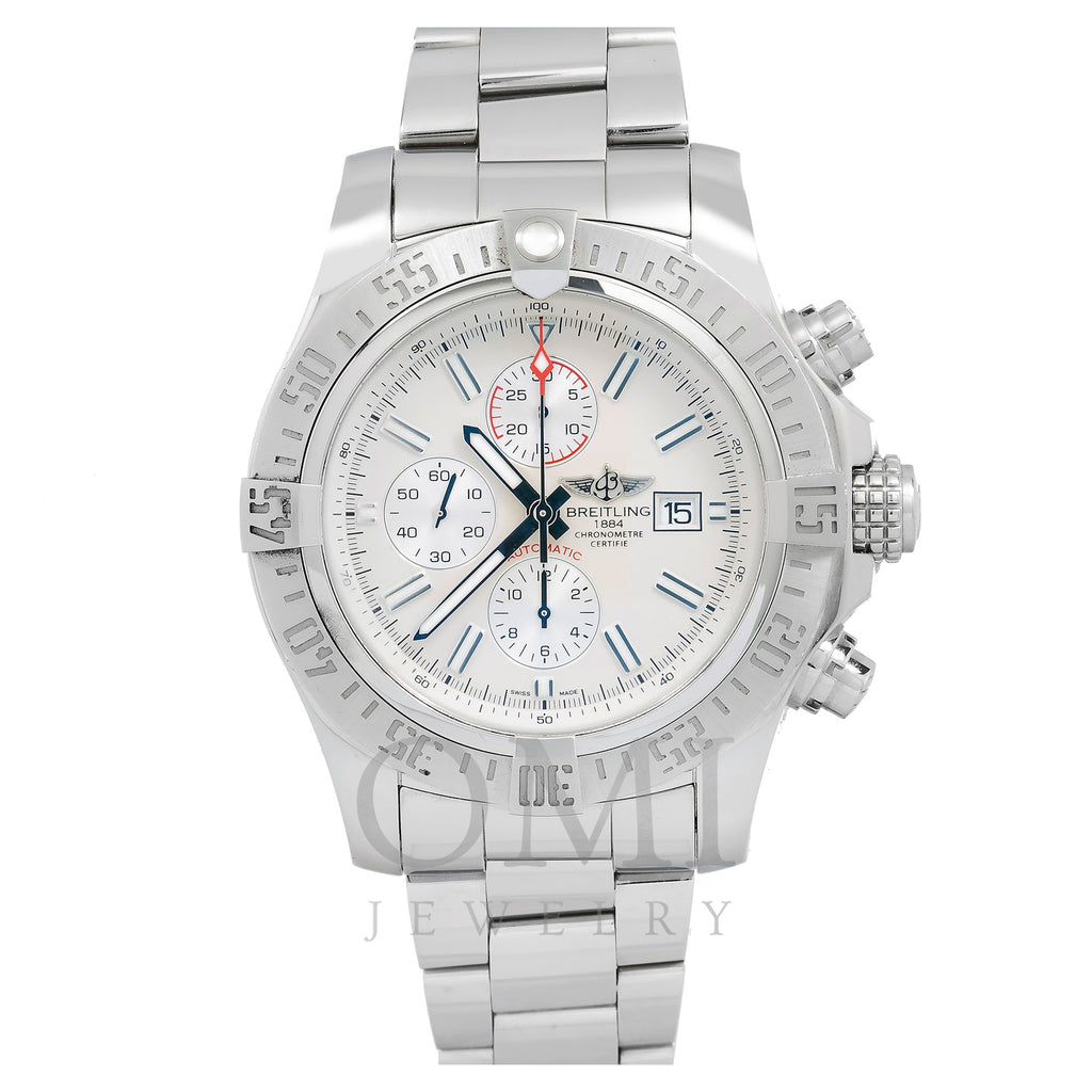 Breitling Super Avenger II A13371 48MM White Dial With Stainless Steel Bracelet