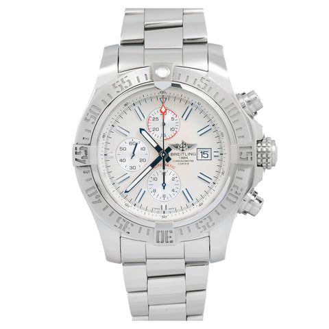 Breitling Super Avenger II A13371 48MM White Dial With Stainless Steel Bracelet