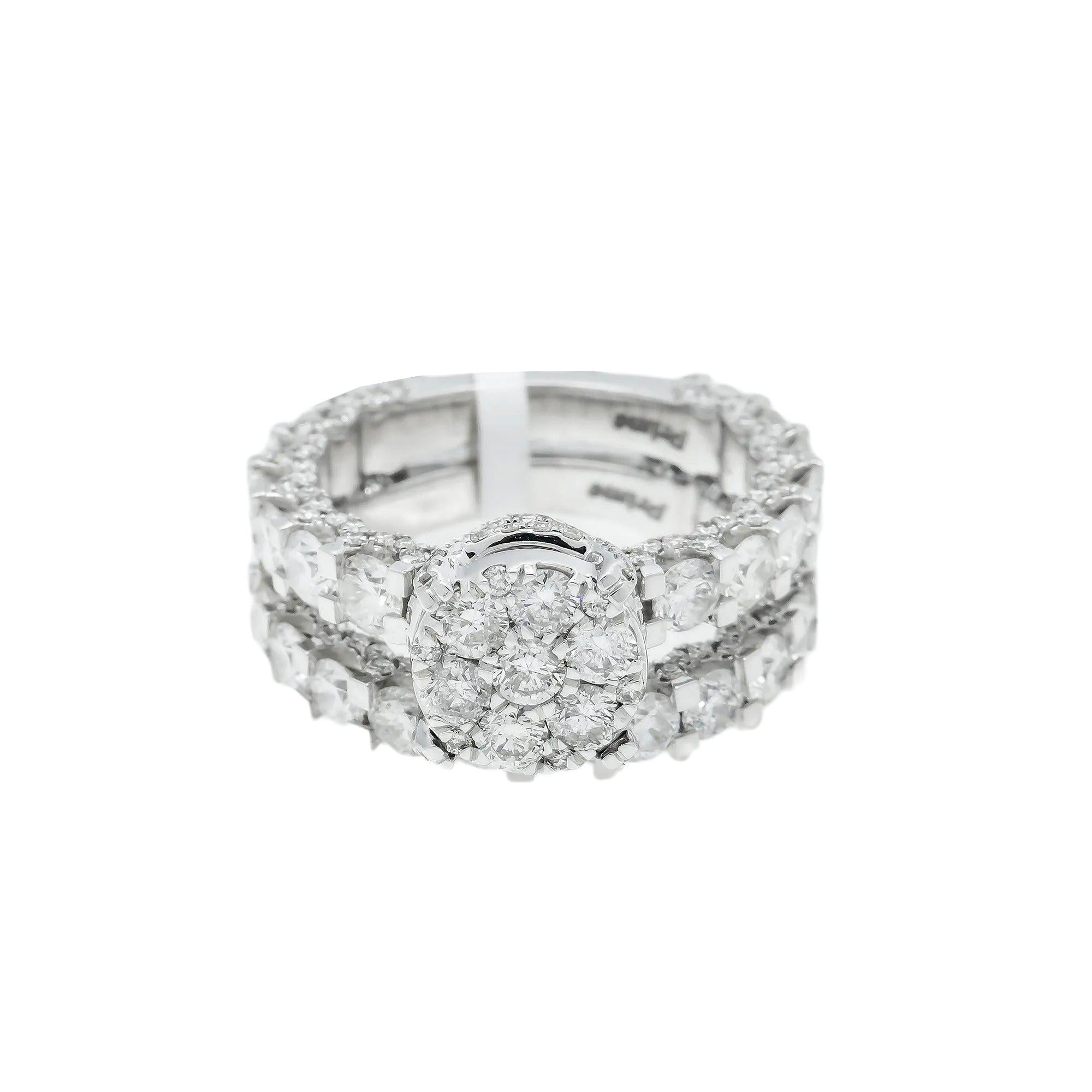 10K GOLD ROUND DIAMOND CLUSTER BRIDAL SET 5.65 CTW