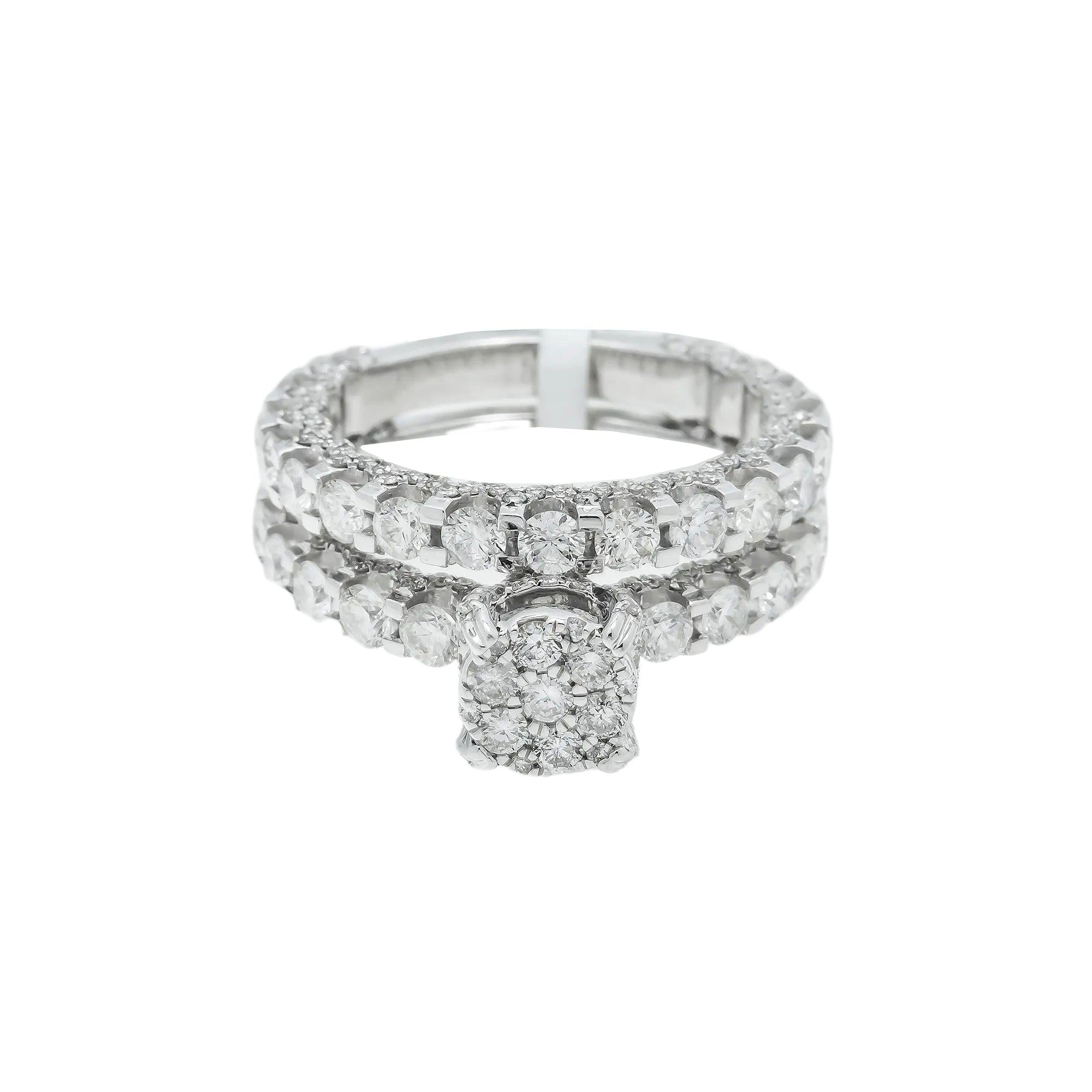 14K GOLD ROUND DIAMOND BRIDAL SET 3.71 CTW