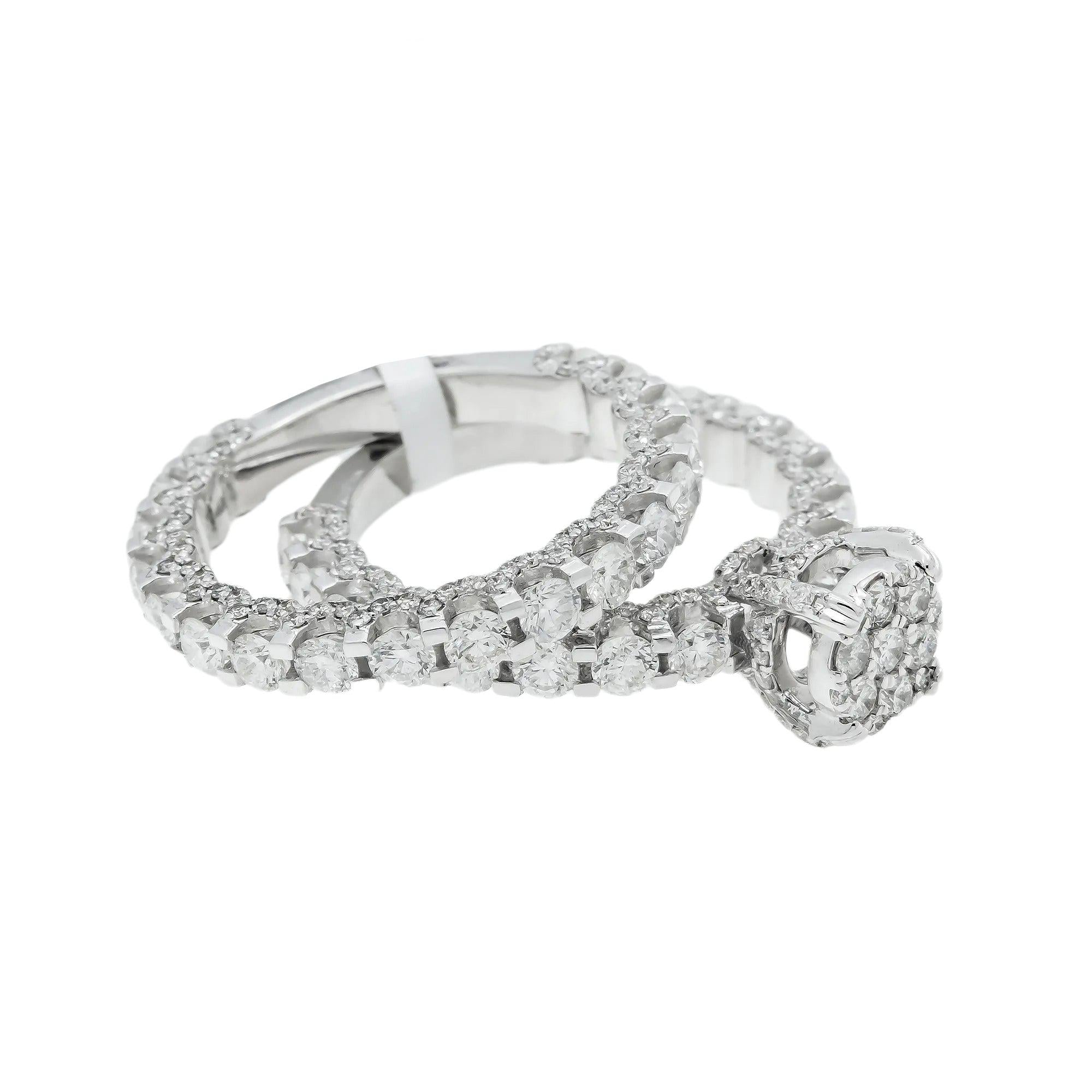 14K GOLD ROUND DIAMOND BRIDAL SET 3.71 CTW