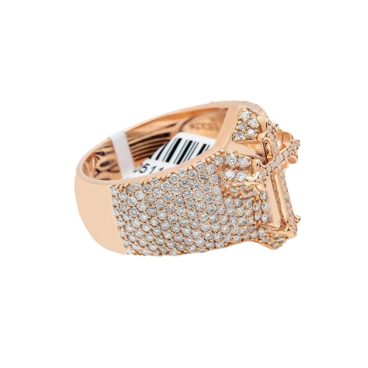 10K GOLD ROUND DIAMOND 3D CROSS RING 1.83 CT