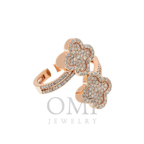 10K GOLD ROUND DIAMOND OPEN DOUBLE CLOVER RING 0.88 CT