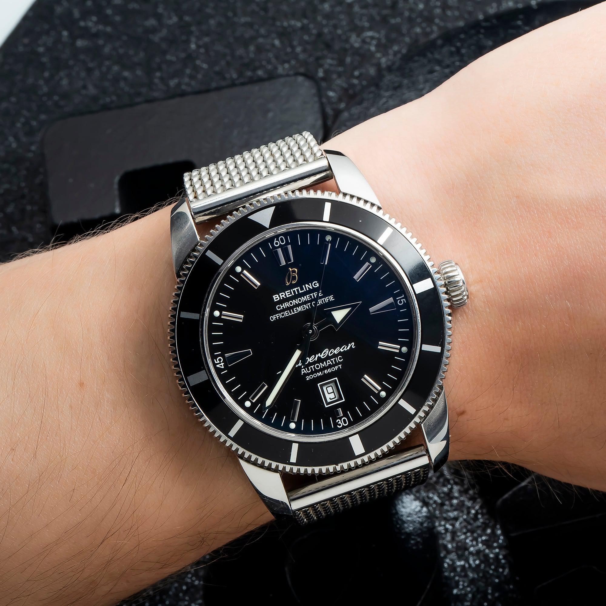 Breitling SuperOcean Heritage 46MM A17320 Black Dial Black Stainless Steel Bezel Stainless Steel Bracelet