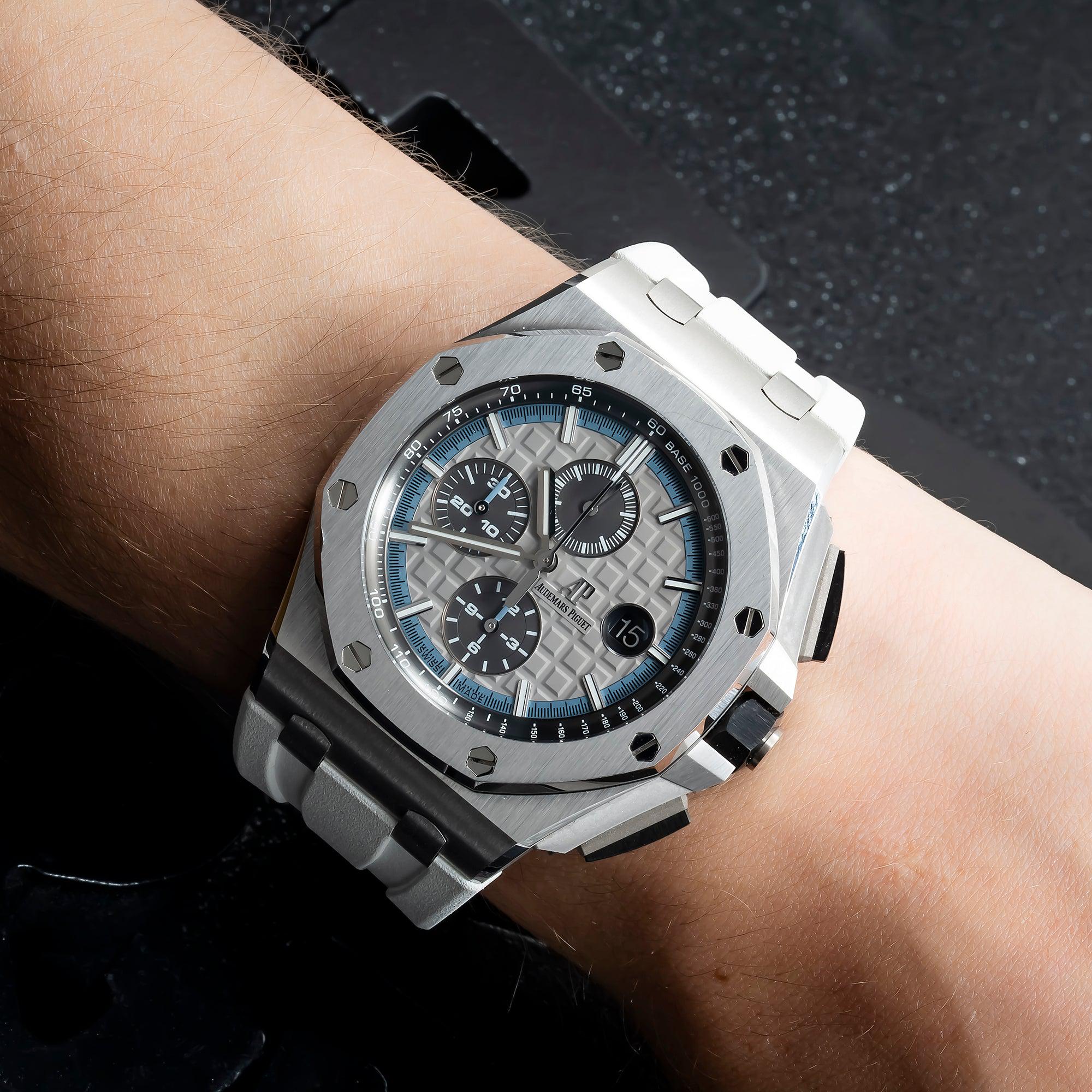 Audemars Piguet Royal Oak Offshore Chronograph 44MM 26417BC.OO.A002CR.01 Gray Dial Stainless Steel Bezel White Rubber Band