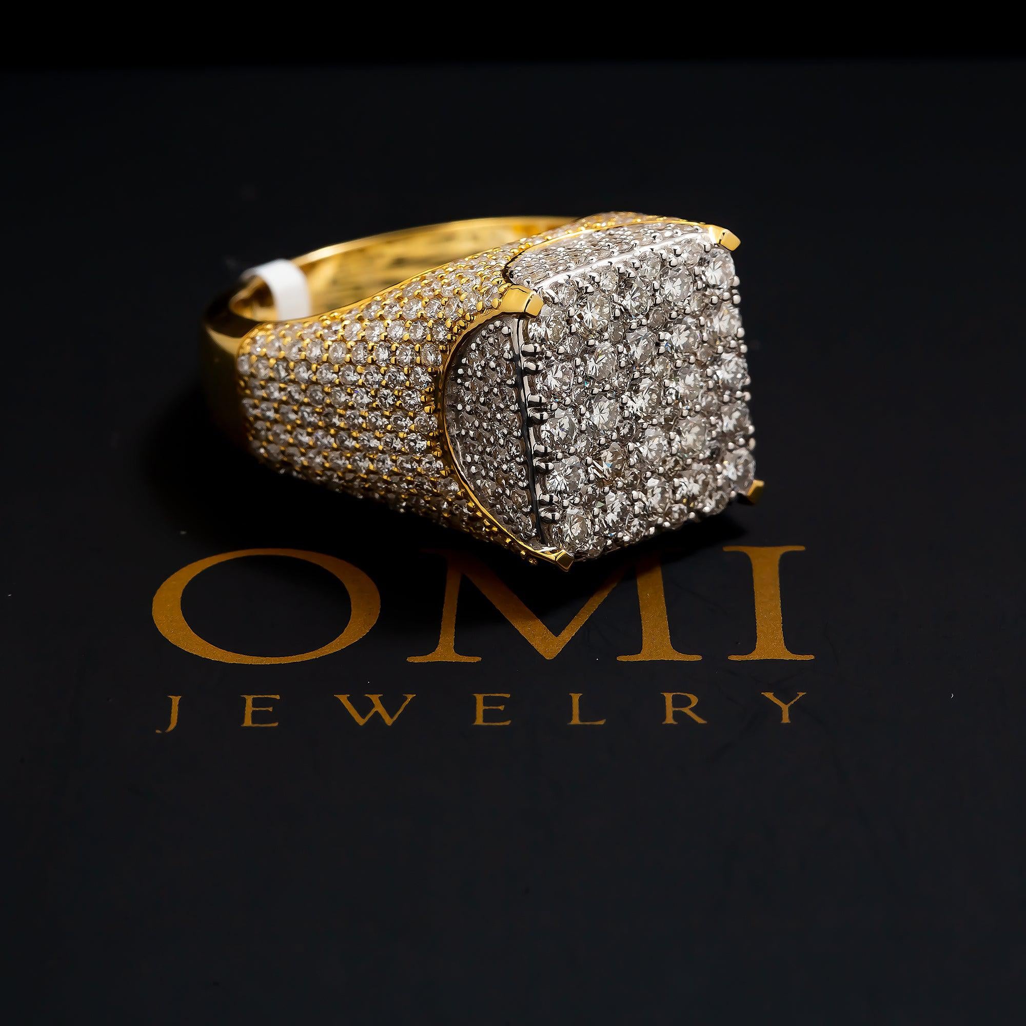 10K GOLD ROUND DIAMOND CLUSTER SQUARE SHAPE RING 5.27 CT