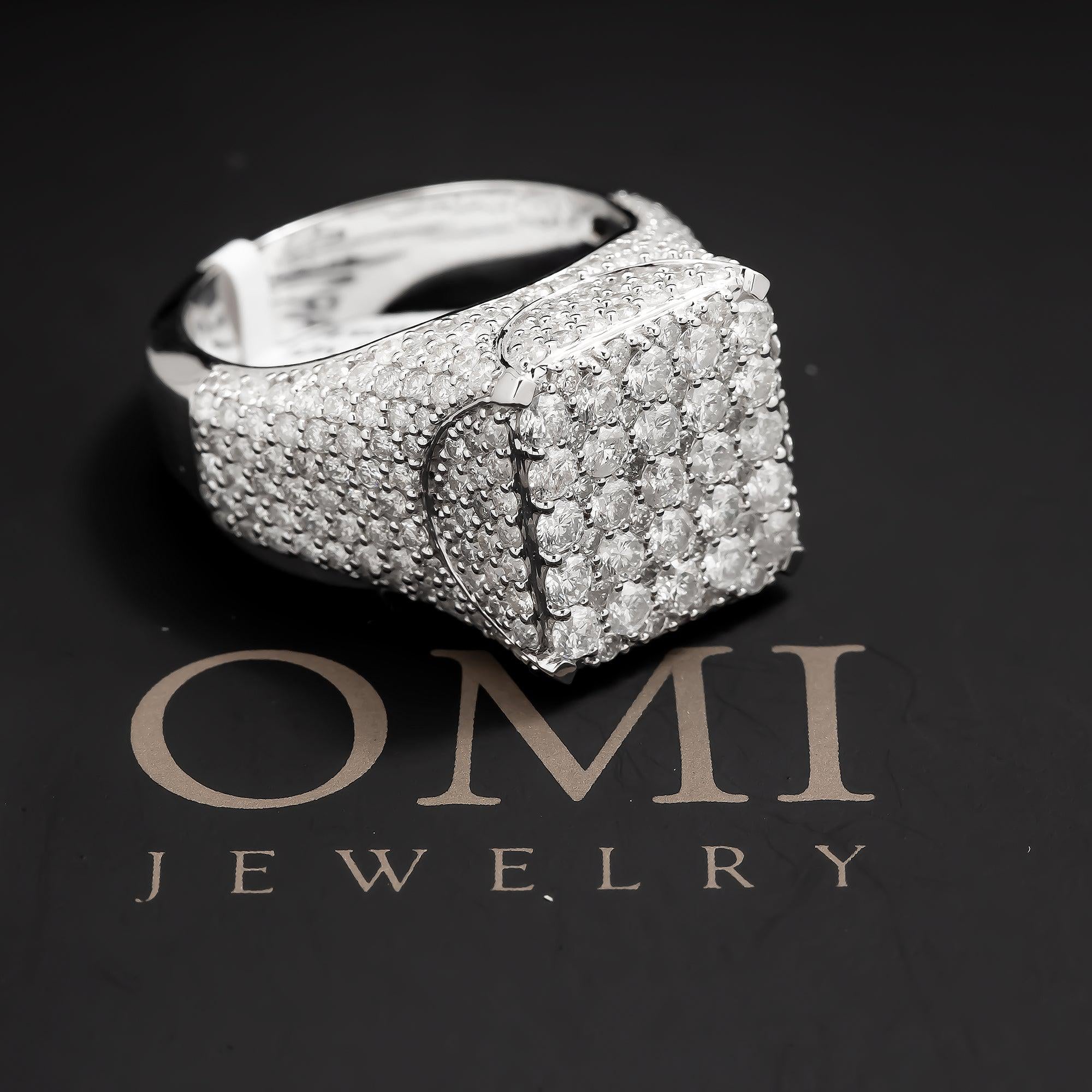 10K GOLD ROUND DIAMOND CLUSTER SQUARE SHAPE RING 5.27 CT