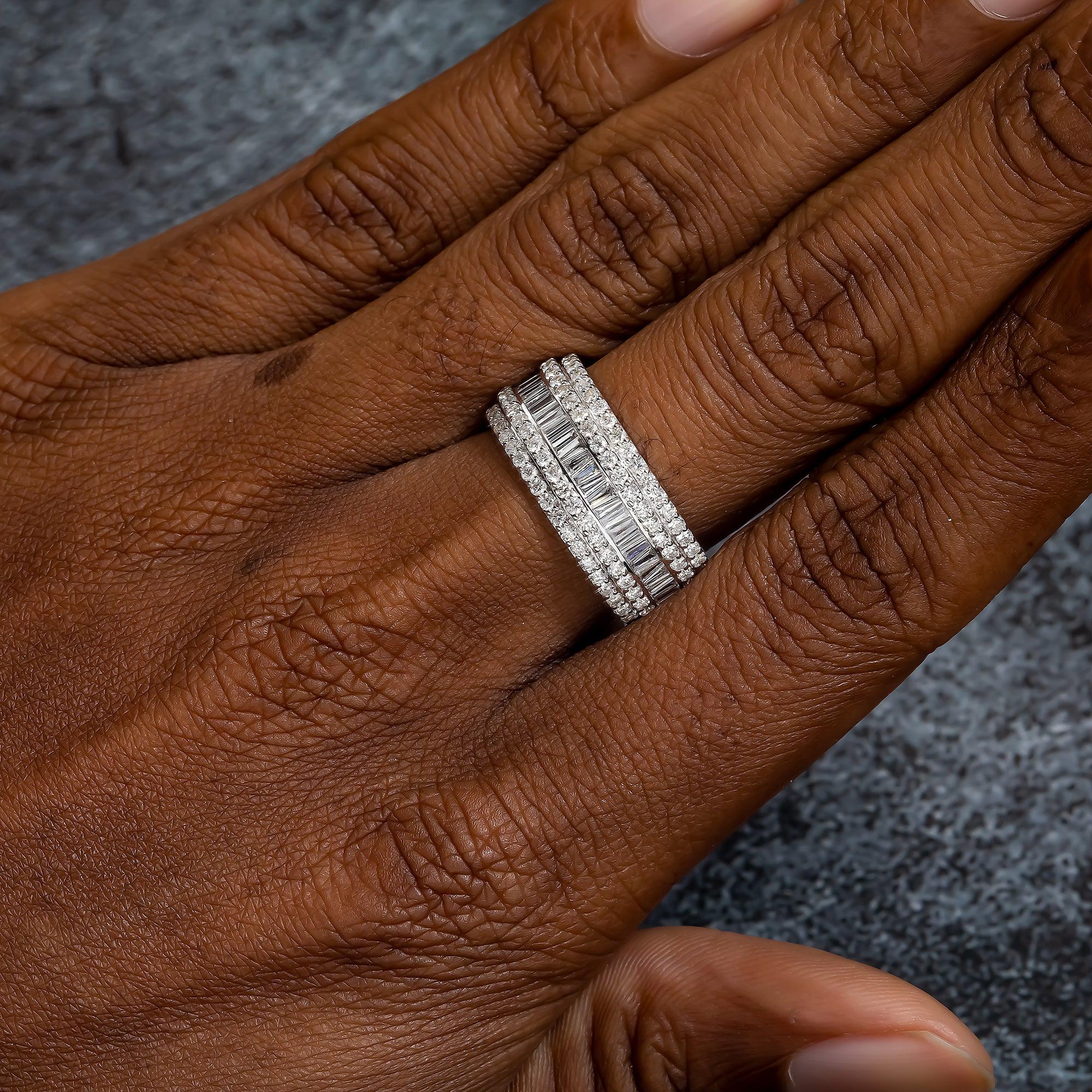 10K GOLD BAGUETTE AND ROUND DIAMOND BAND RING 1.84 CT