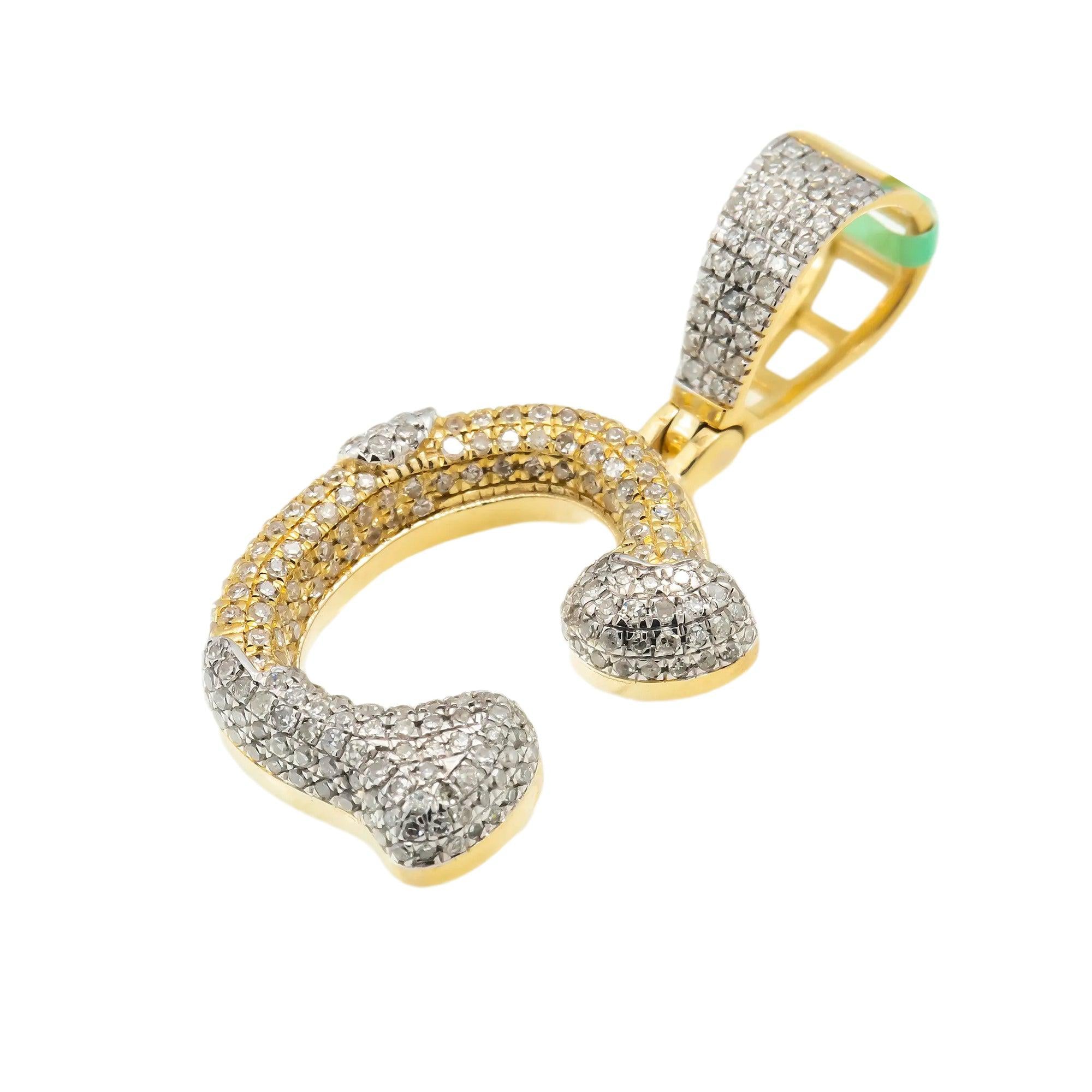 10K GOLD ROUND DIAMOND TWO TONE INITIAL C PENDANT 0.85 CT