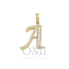 10K GOLD BAGUETTE AND ROUND DIAMOND INITIAL A PENDANT 0.50 CT
