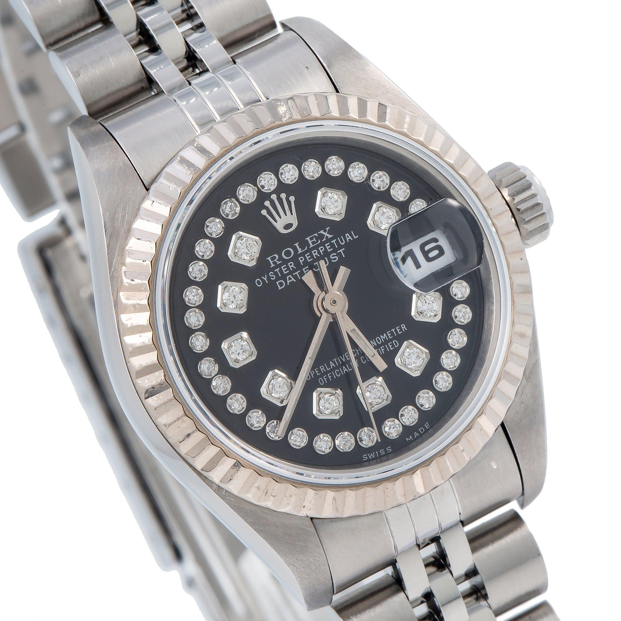 Rolex Datejust 26MM 6917 Black Diamond Dial Fluted Bezel Stainless Steel Jubilee Bracelet