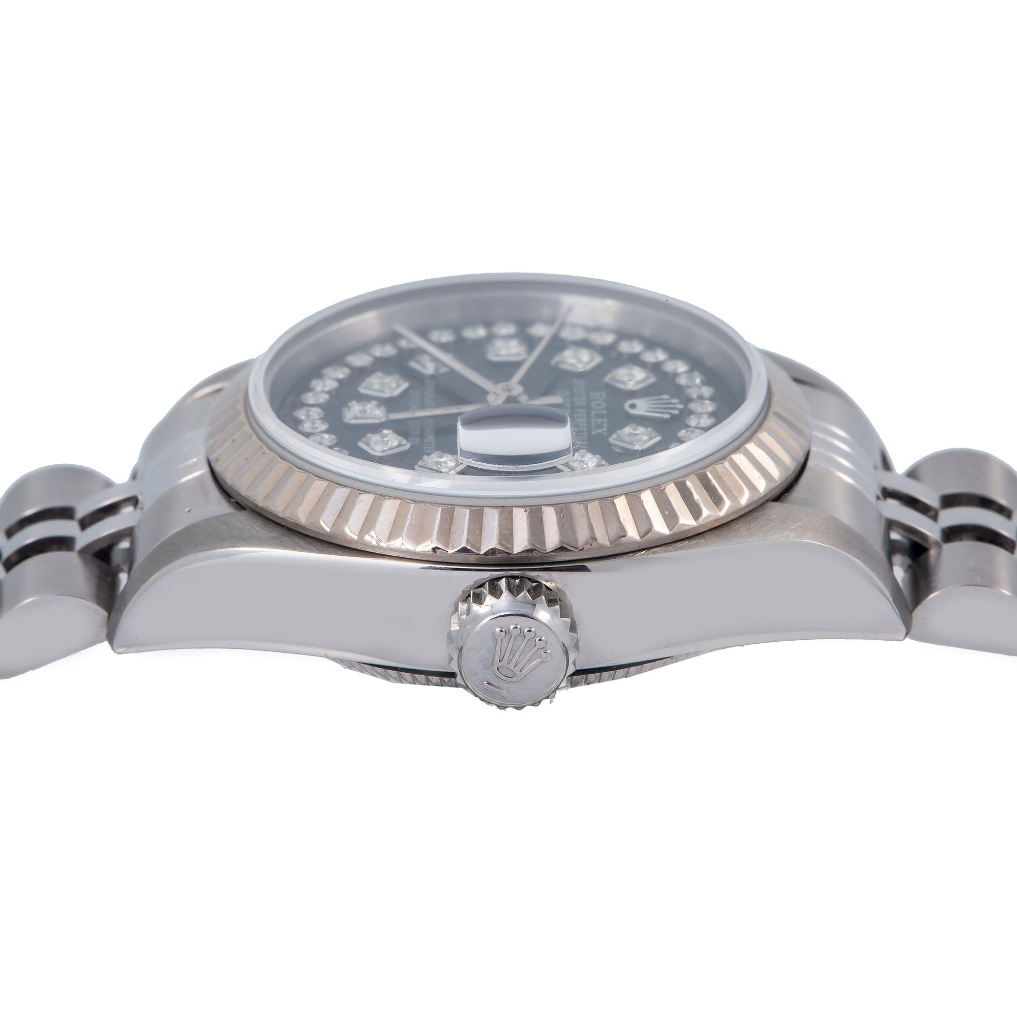 Rolex Datejust 26MM 6917 Black Diamond Dial Fluted Bezel Stainless Steel Jubilee Bracelet
