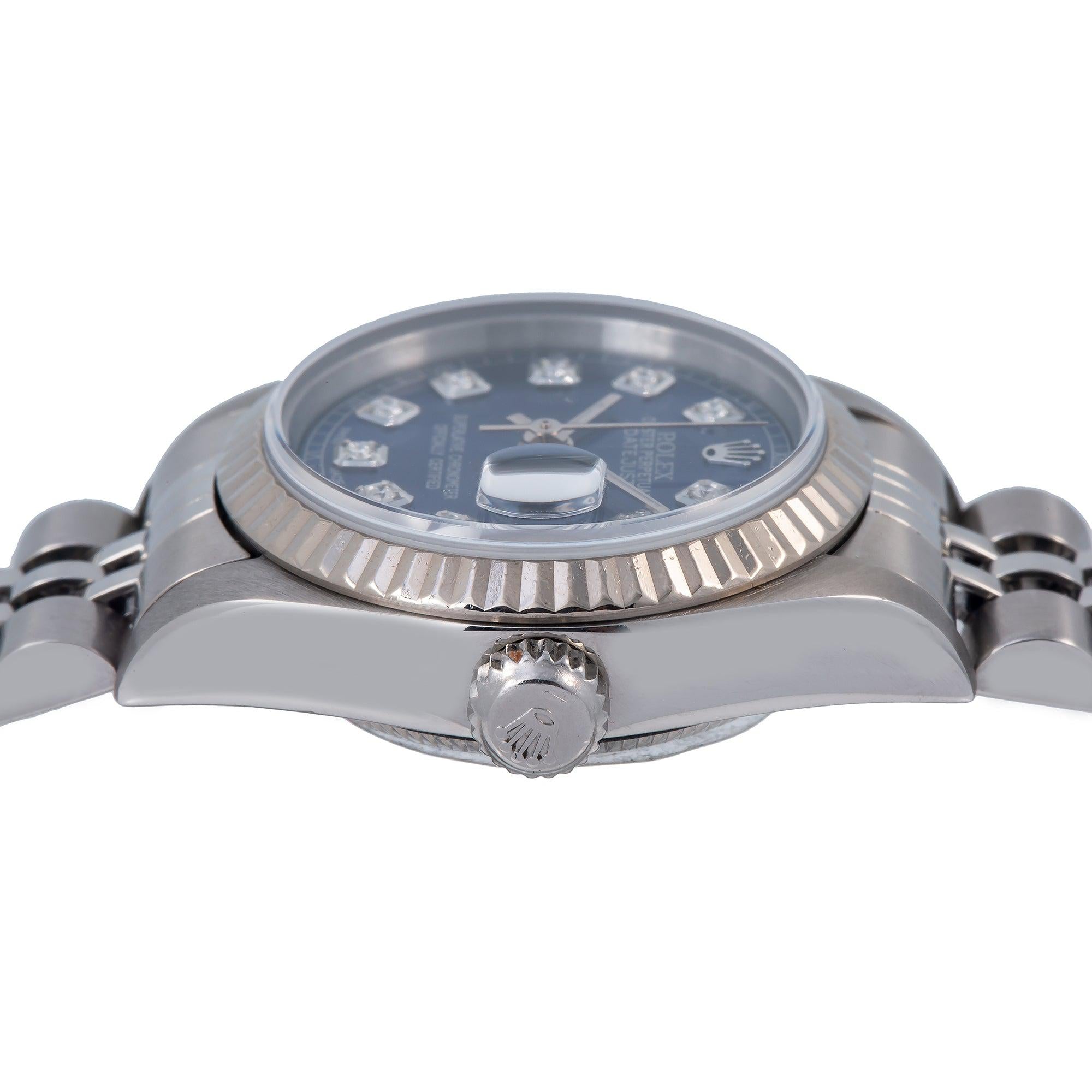 Rolex Datejust 26MM 6917 Blue Diamond Dial Fluted Bezel Stainless Steel Jubilee Bracelet
