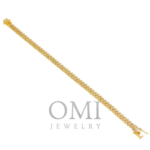 10K YELLOW GOLD DIAMOND 6MM MIAMI CUBAN LINK BRACELET 2.35 CT