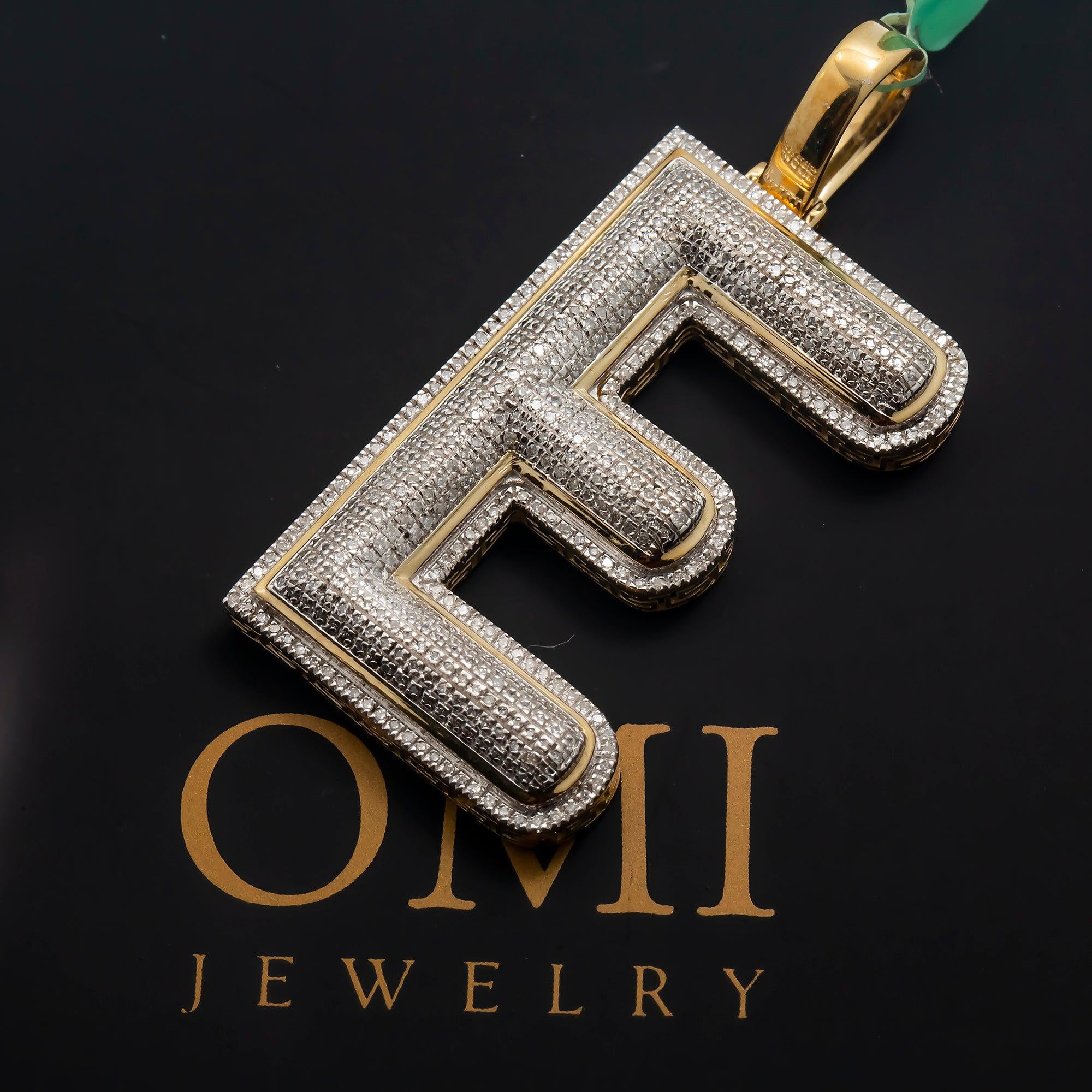 10K GOLD ROUND DIAMOND INITIAL E PENDANT 0.85 CT