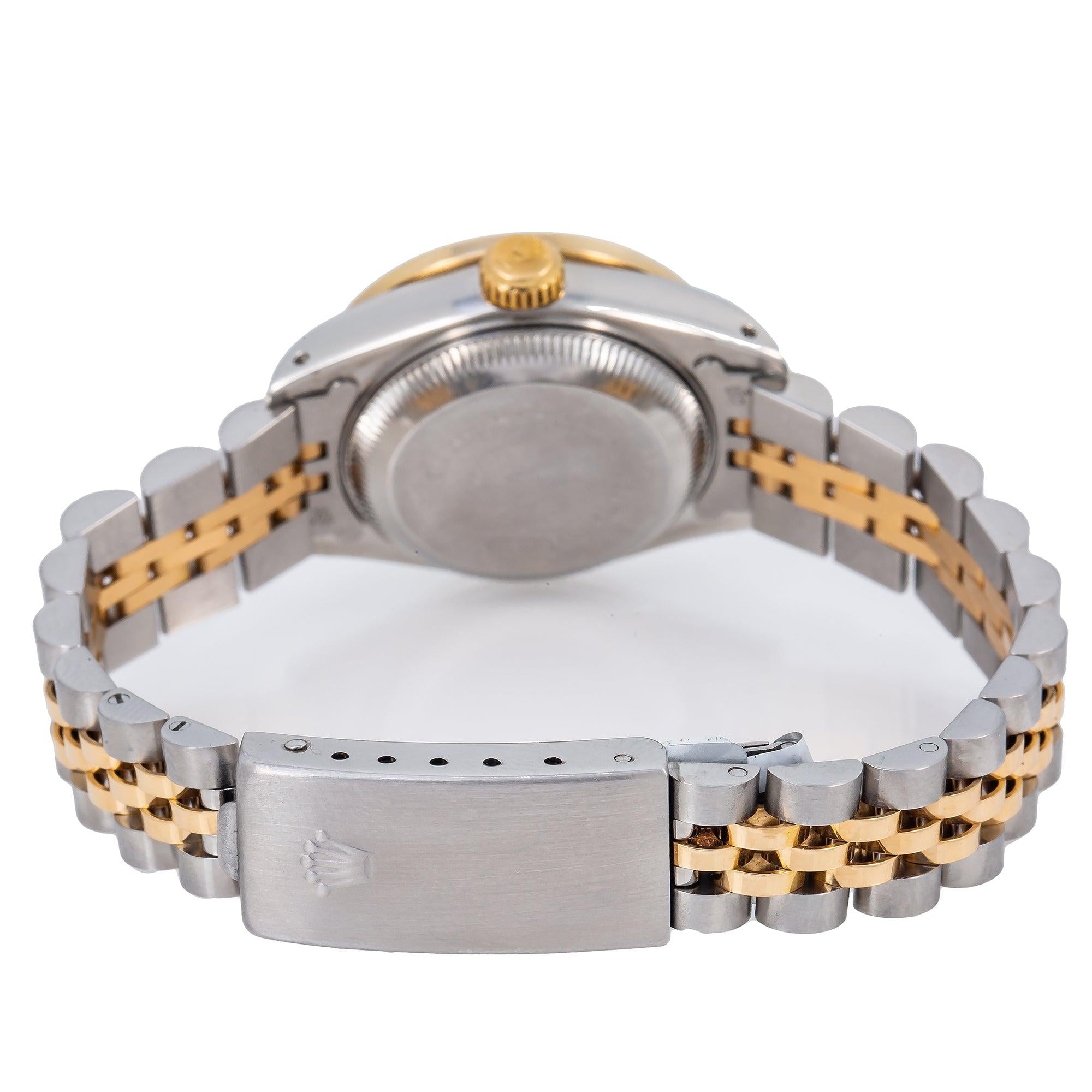 Rolex Datejust 26MM 6917 Red Diamond Dial Diamond Bezel Two Tone Yellow Gold Jubilee Bracelet