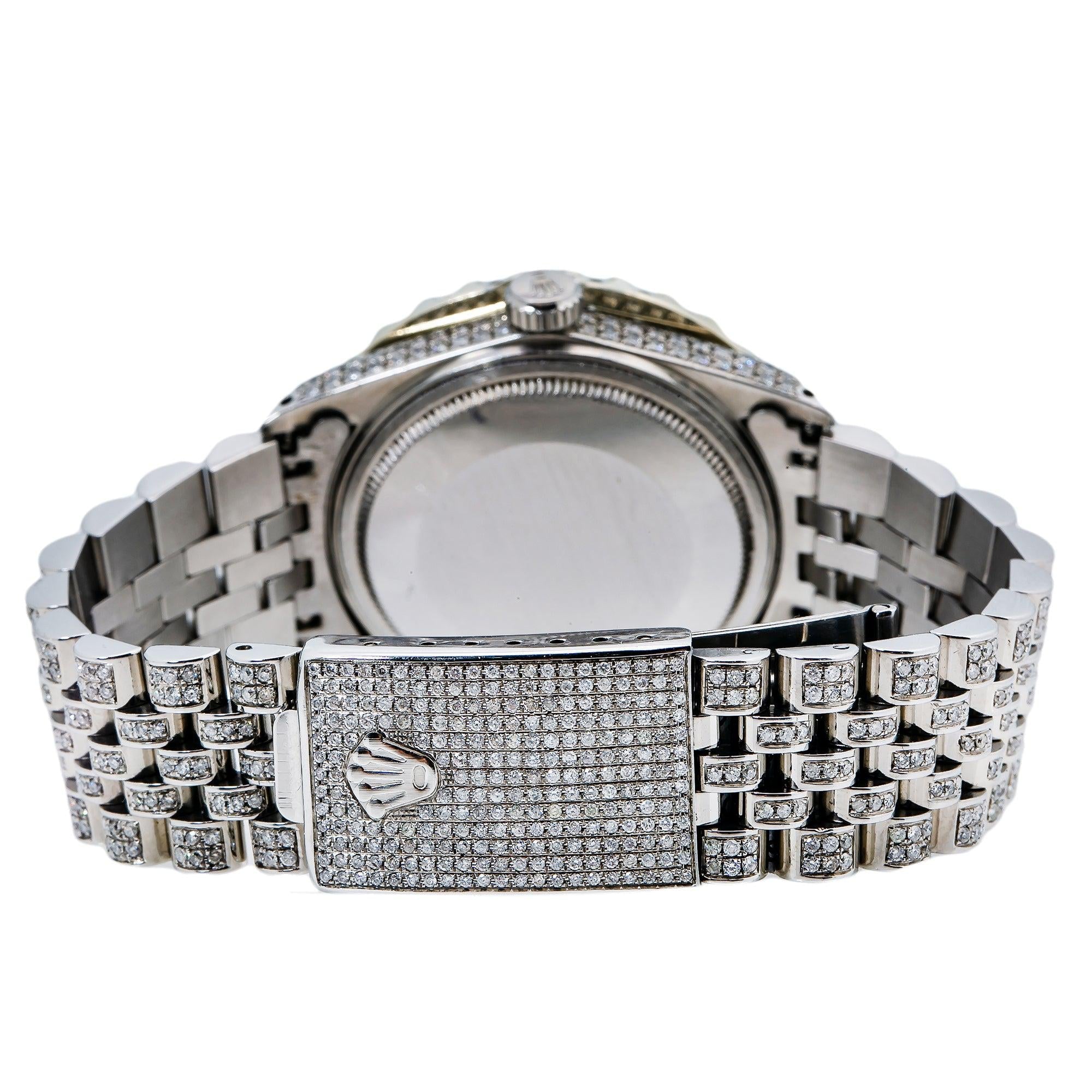 Rolex Datejust 36MM 16014 Diamond Paved Eastern Arabic Dial Diamond Bezel Stainless Steel Full Diamond Jubilee Bracelet 8.75ct