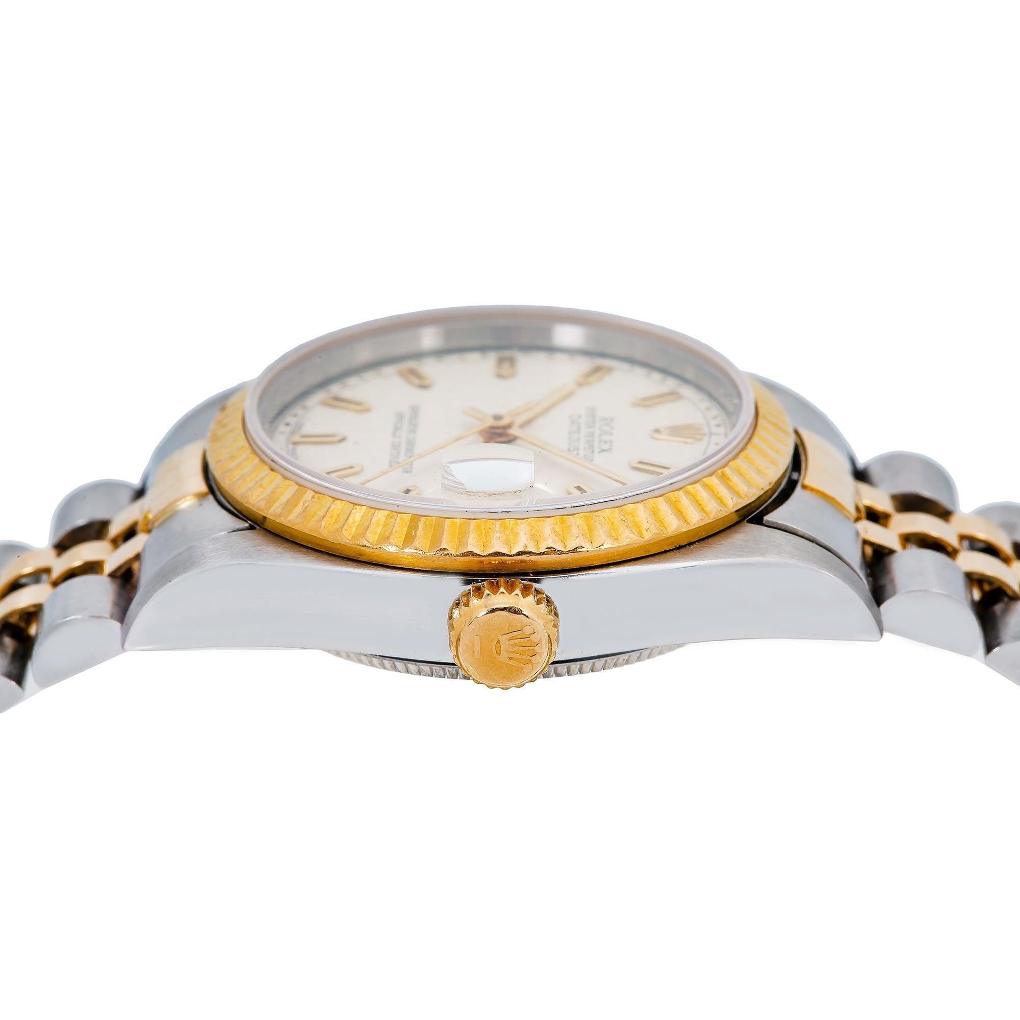 Rolex Datejust 31MM 6824 Ivory Pattern Dial Fluted Bezel Two Tone Yellow Gold Jubilee Bracelet