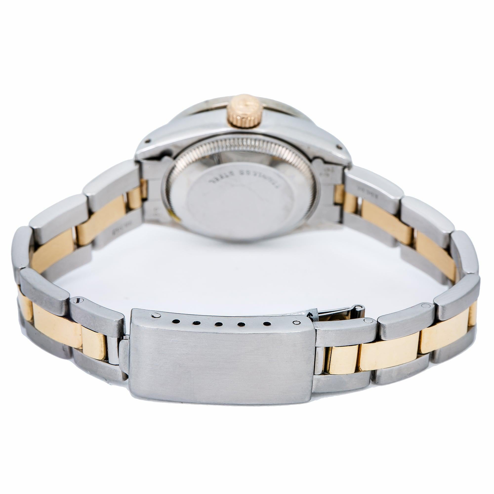 Rolex Datejust 26MM 69173 Purple Diamond Dial Diamond Bezel Two Tone Yellow Gold Oyster Bracelet 0.9ct