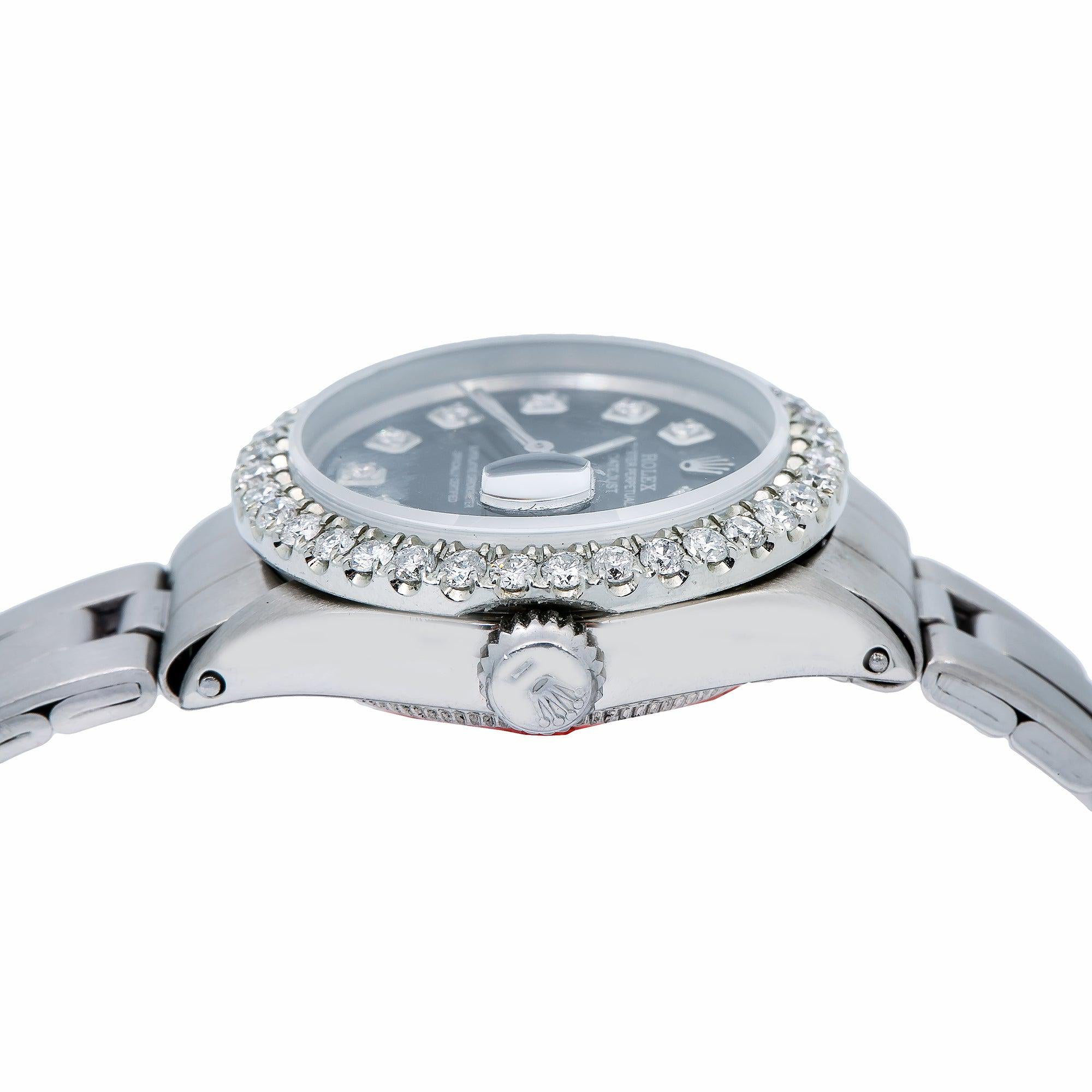 Rolex Datejust 26MM 6916 Black Diamond Dial Diamond Bezel Stainless Steel Oyster Bracelet
