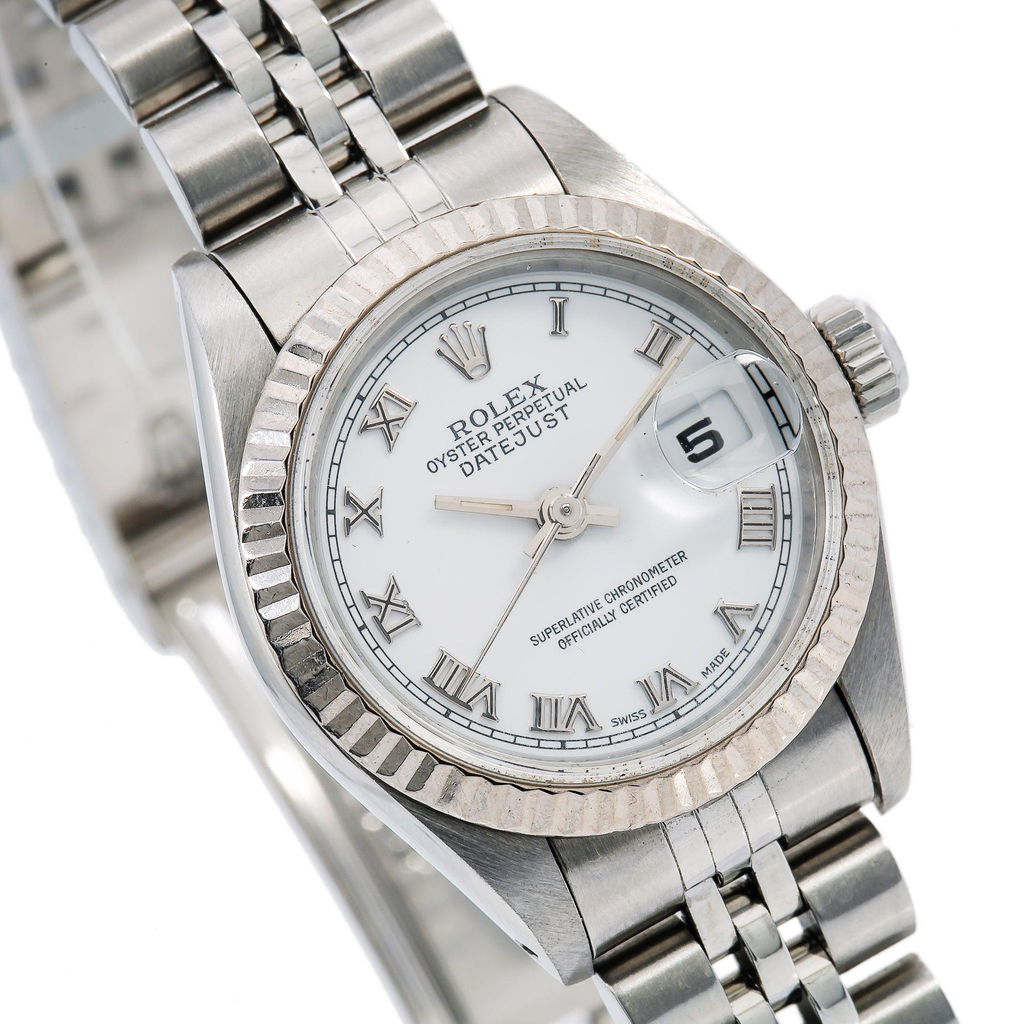 Rolex Datejust 26MM 6917 White Roman Dial Fluted Bezel Stainless Steel Jubilee Bracelet