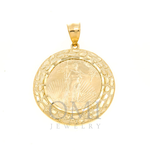 10K GOLD NUGGET LADY LIBERTY COIN PENDANT 8.7G