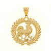 10K GOLD LUCKY ROOSTER PENDANT 9.2G