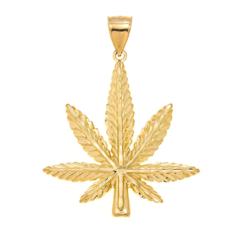 10K GOLD CANNABIS LEAF PENDANT 10.0G