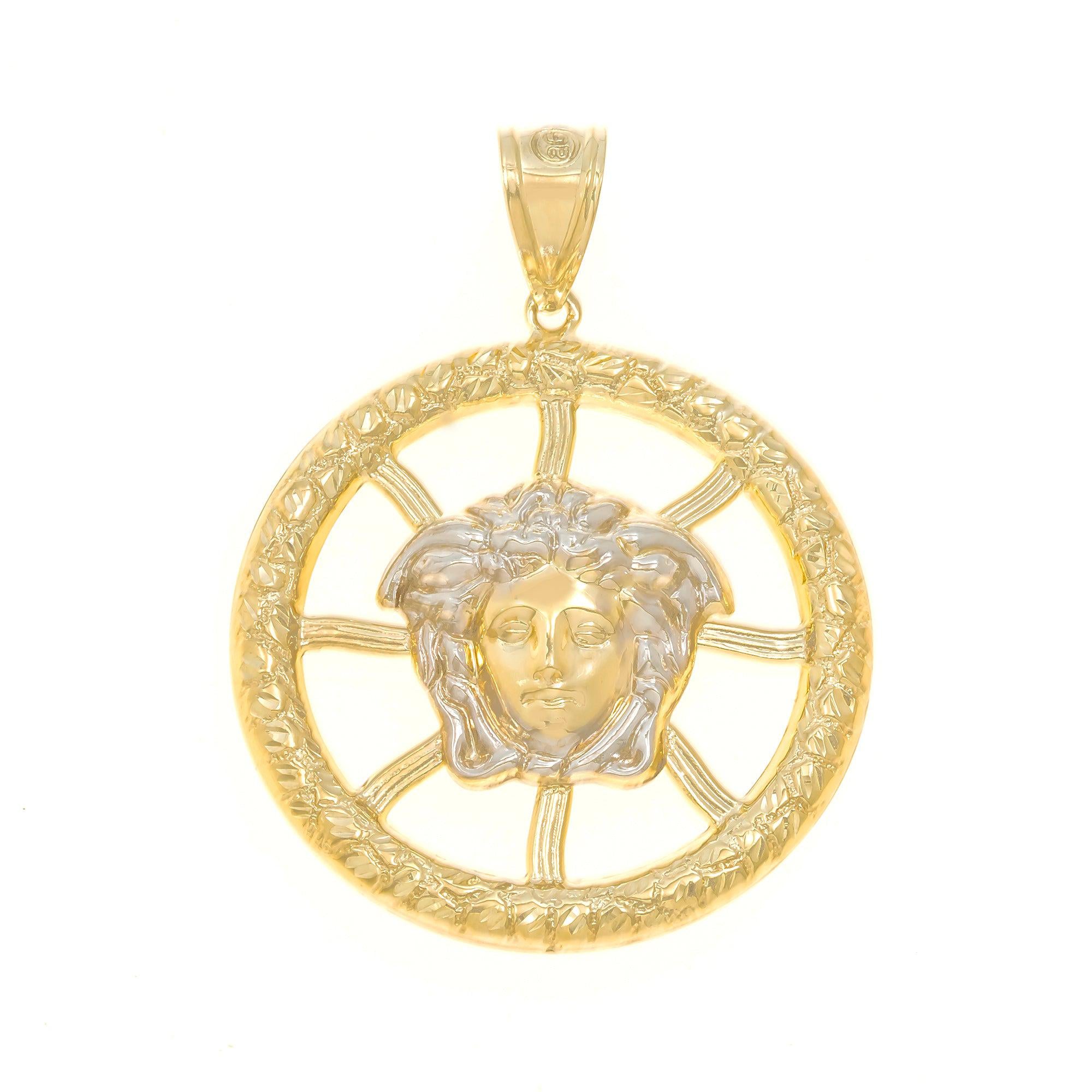 10K GOLD TWO TONE MEDUSA PENDANT - Main Image