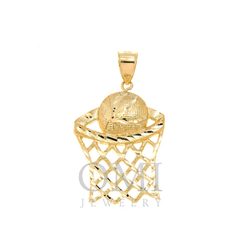 10K GOLD BASKETBALL WITH HOOP PENDANT 4.4G