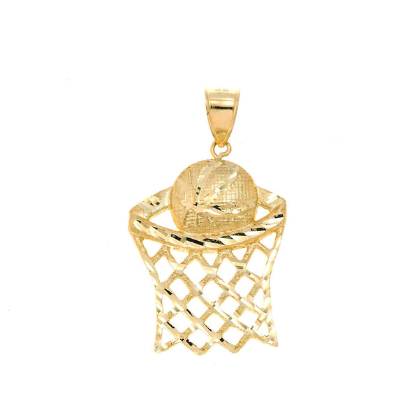 10K GOLD BASKETBALL WITH HOOP PENDANT 4.4G