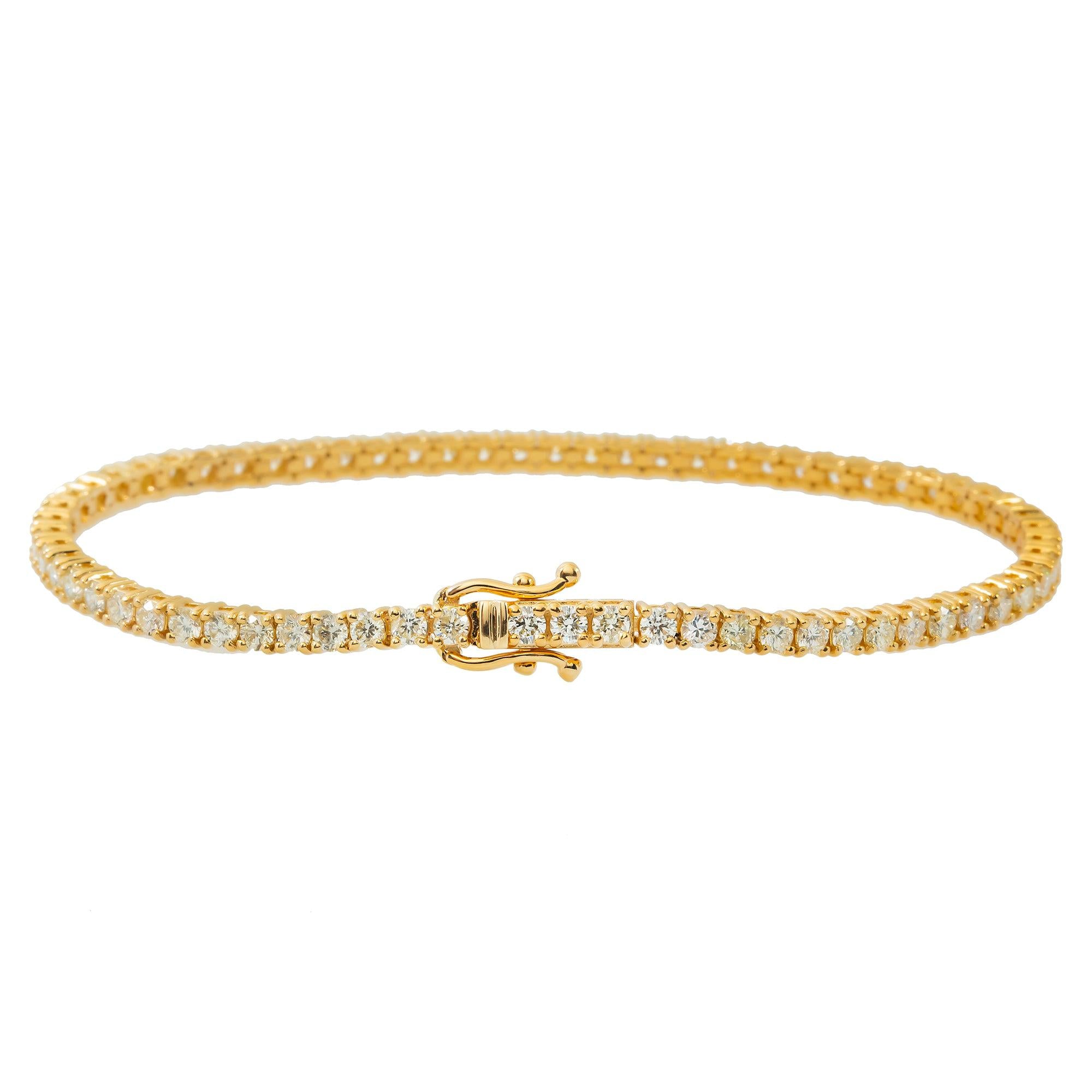 14K GOLD ROUND DIAMONDS TENNIS BRACELET 3.85 CT