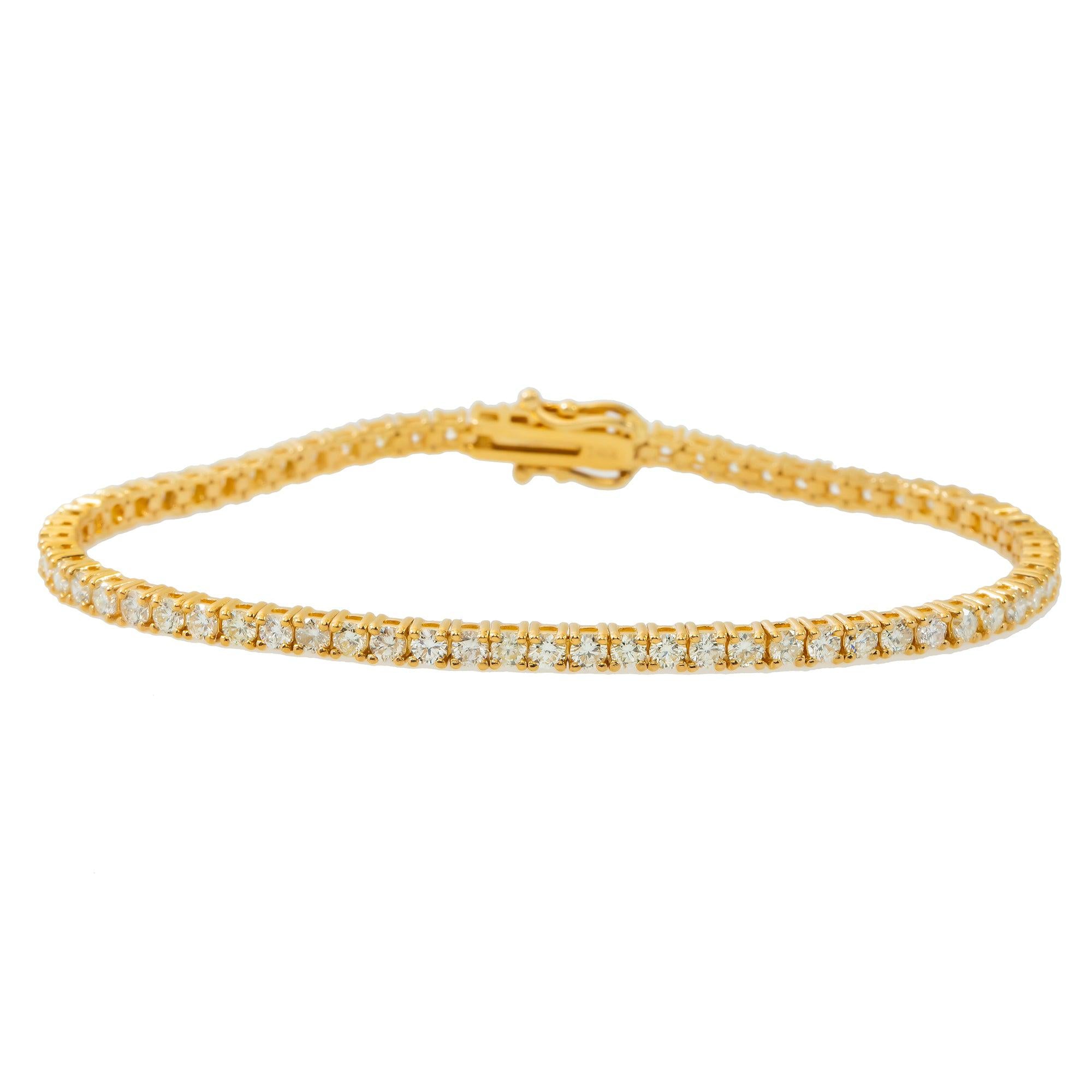 14K GOLD ROUND DIAMONDS TENNIS BRACELET 3.85 CT