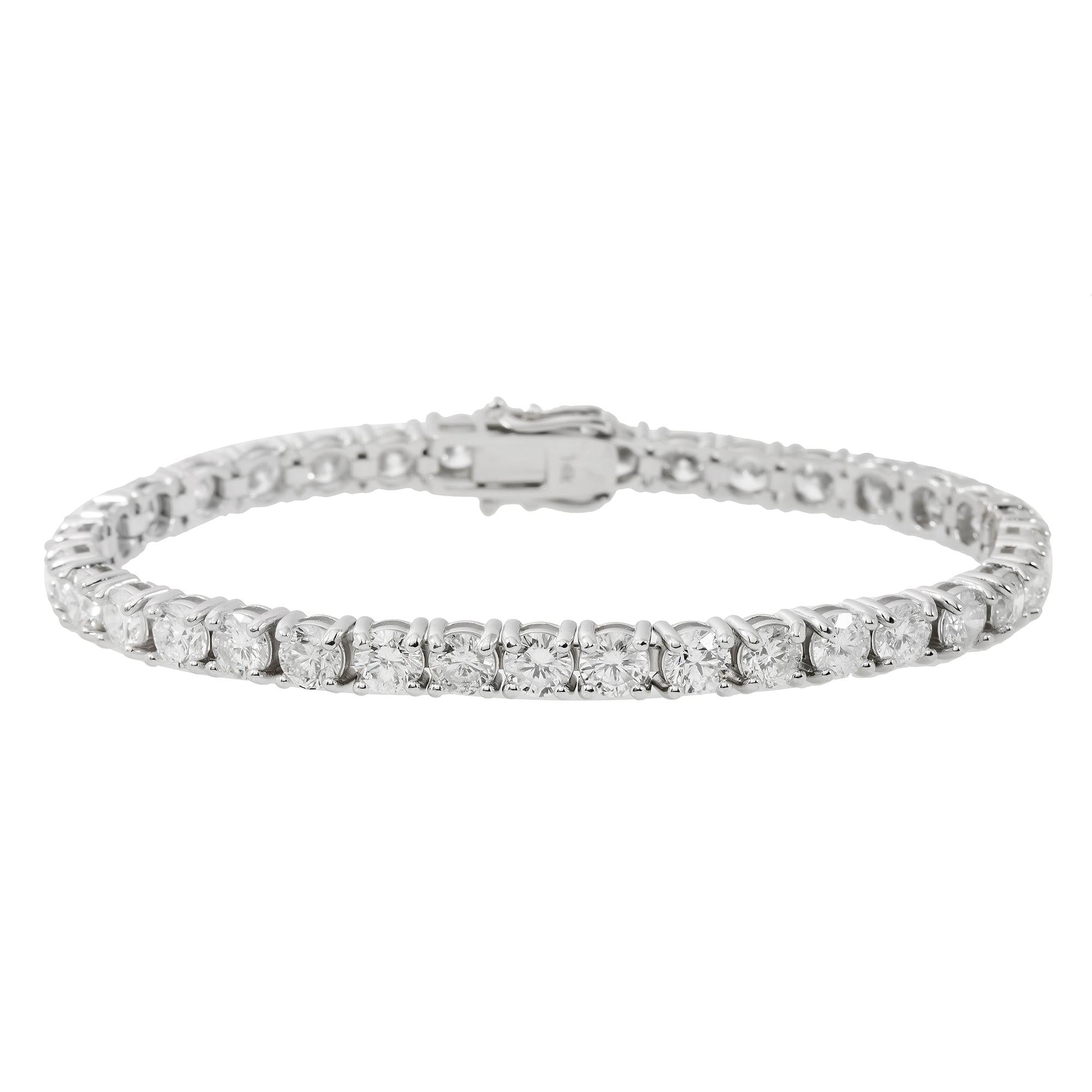 14K GOLD ROUND LAB GROWN DIAMONDS TENNIS BRACELET 6.7ct  CT