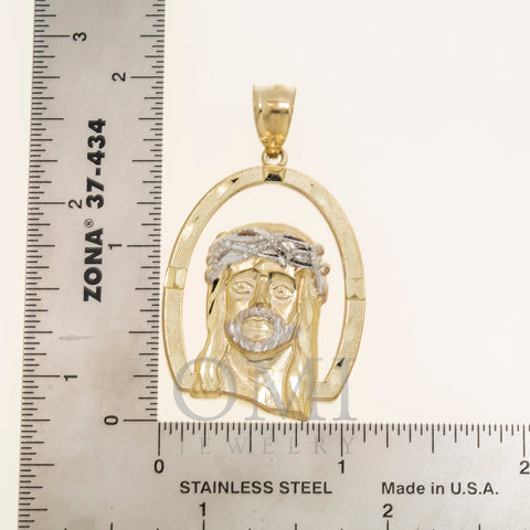 10K GOLD TWO TONE JESUS HEAD WITH CROWN OF THORNS PENDANT 4.7G
