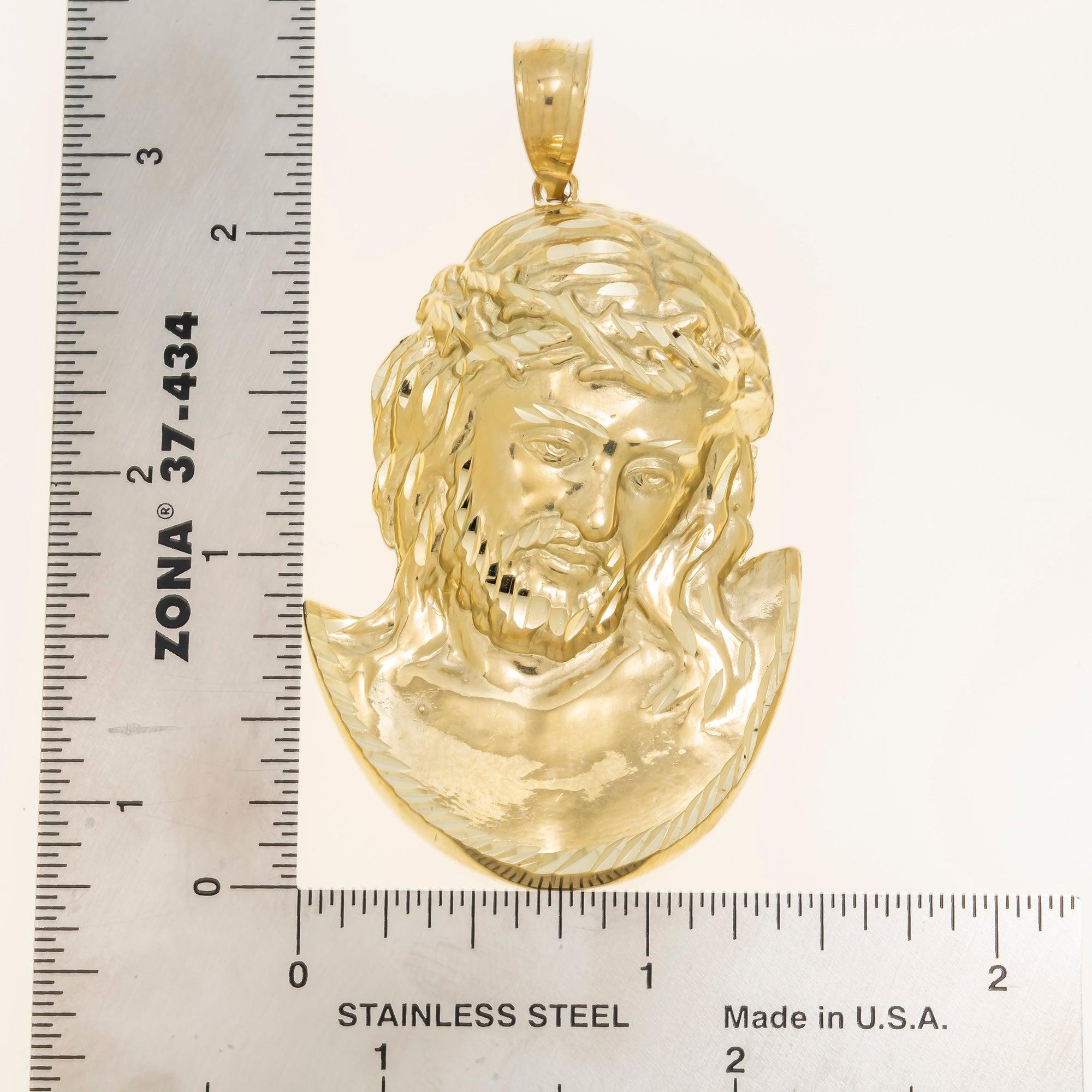 10K GOLD JESUS HEAD WITH CROWN OF THORNS PENDANT 10.2G